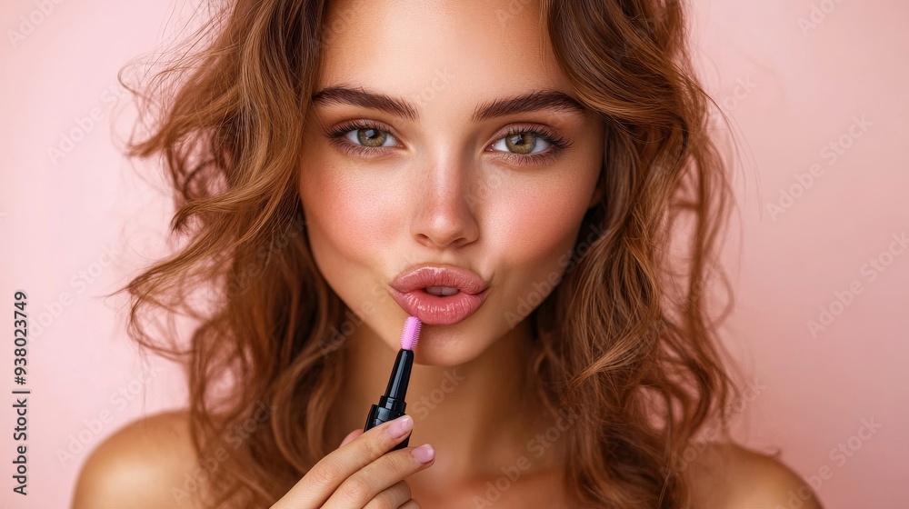 Close up photo of gorgeous girl holding cosmetics Close up photo of gorgeous girl holding cosmetics