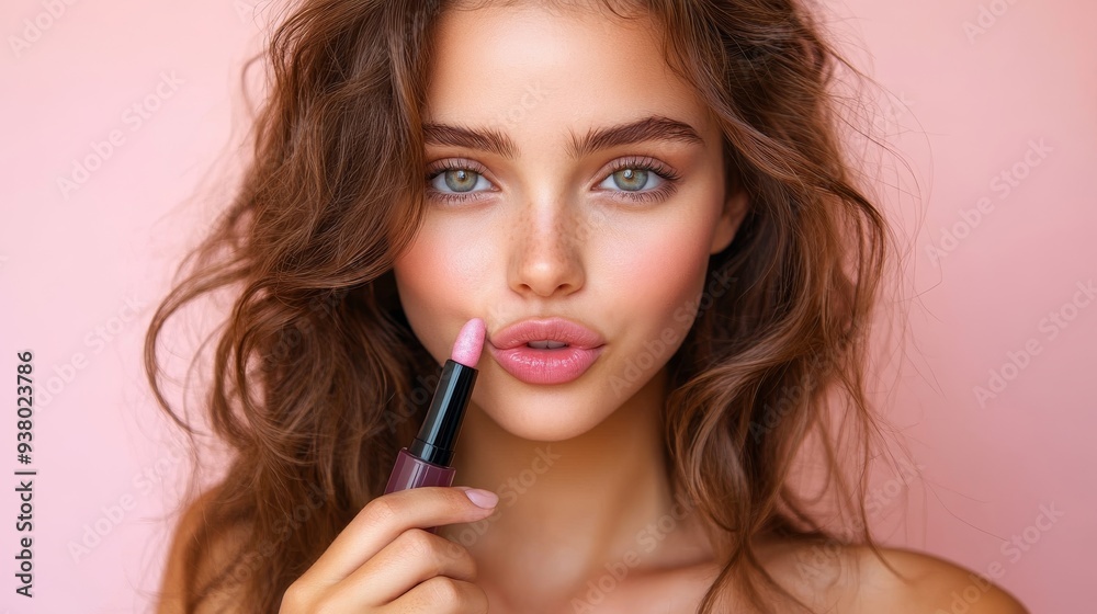 Close up photo of gorgeous girl holding cosmetics Close up photo of gorgeous girl holding cosmetics