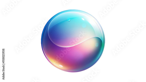 Crystal clear sphere isolated on white, reflecting light in a shiny, glossy finish