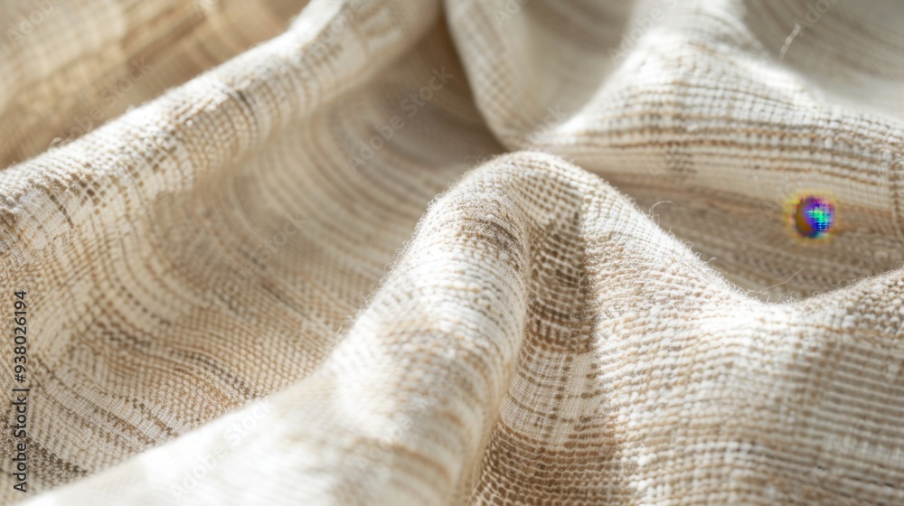 A close-up of a handwoven cotton fabric in a simple stripe pattern, with its natural, artisanal texture A close-up of a handwoven cotton fabric in a simple stripe pattern, with its natural, artisanal texture