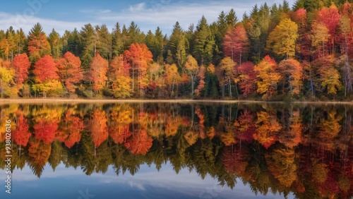  Vivid Autumn Forest Reflections in Calm Lake