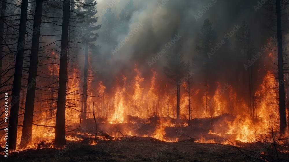 Raging Wildfire Destroying Vast Expanse of Pristine Forest in Cataclysmic of Nature s Wrath. Raging Wildfire Destroying Vast Expanse of Pristine Forest in Cataclysmic of Nature s Wrath.