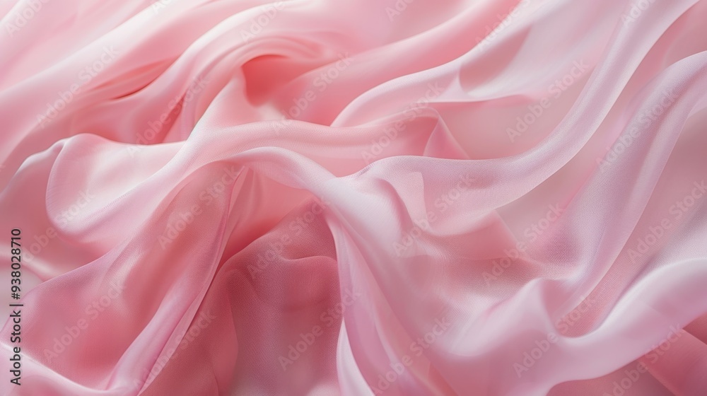 A close-up of chiffon fabric in a soft, pale pink, with its lightweight, flowing texture creating a delicate background A close-up of chiffon fabric in a soft, pale pink, with its lightweight, flowing texture creating a delicate background