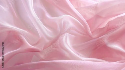 A close-up of chiffon fabric in a soft, pale pink, with its lightweight, flowing texture creating a delicate background