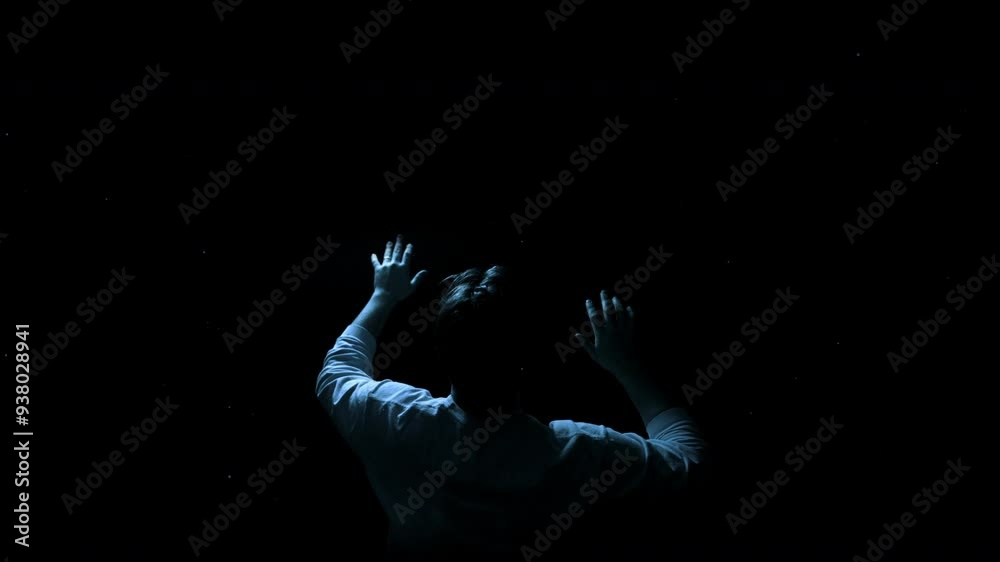 Male Looks out at the Starts at Night Rotating