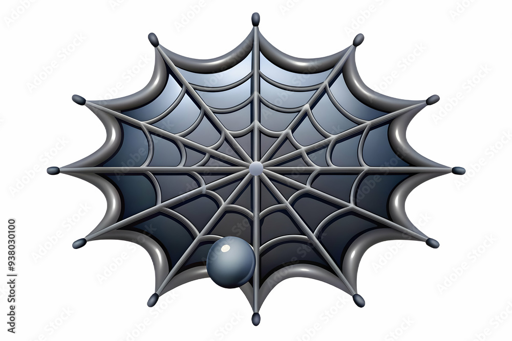 Flat Glossy Spider Web Background with Dew Drops concept as A glossy background featuring a spider web glistening with dew drops against a dark eerie backdrop. Ideal for Halloween themed advertisement
