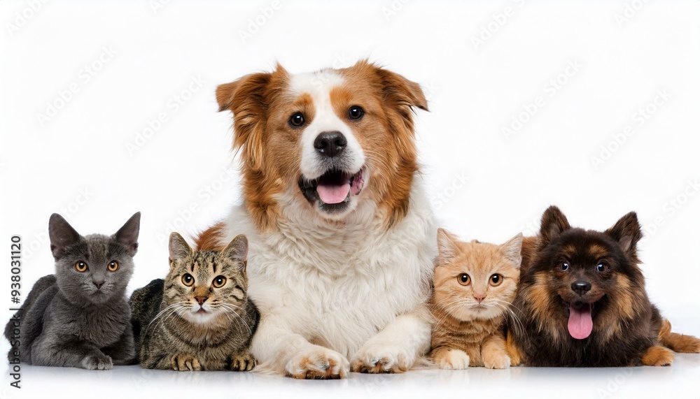 犬と猫のポートレート(Group of dogs and cats portrait white background)
犬と猫のポートレート(Group of dogs and cats portrait white background)