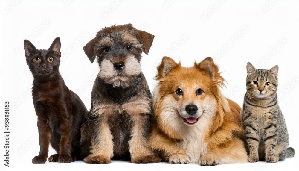 犬と猫のポートレート(Group of dogs and cats portrait white background)
犬と猫のポートレート(Group of dogs and cats portrait white background)
