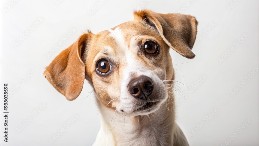 Adorable puzzled pup tilts head, furrowed brow, and raised eyebrow, conveying humorously exaggerated doubt and confusion, sitting on a minimalist white background. Adorable puzzled pup tilts head, furrowed brow, and raised eyebrow, conveying humorously exaggerated doubt and confusion, sitting on a minimalist white background.