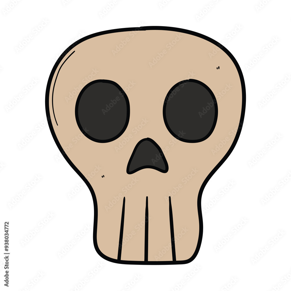 Hand drawn cartoon skull on white background. Halloween, anatomy. Hand drawn cartoon skull on white background. Halloween, anatomy.