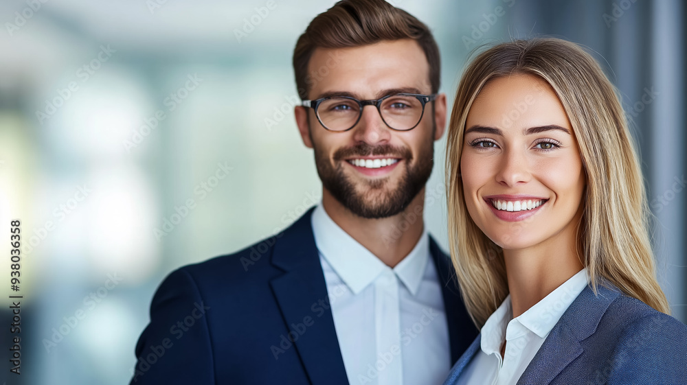 Business pair smiling while analyzing data on paper desk filled with stationery in organized office cozy yet professional ambiance bright modern design Business pair smiling while analyzing data on paper desk filled with stationery in organized office cozy yet professional ambiance bright modern design