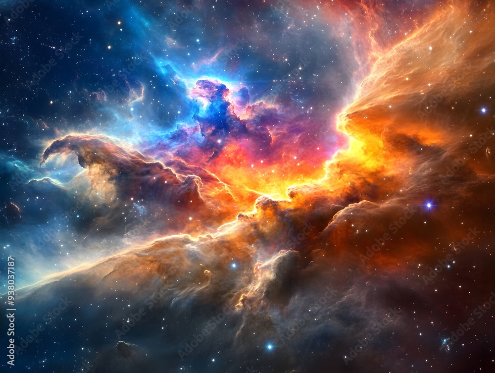 Fototapeta premium Cosmic Nebula with Stars and Gas Clouds.