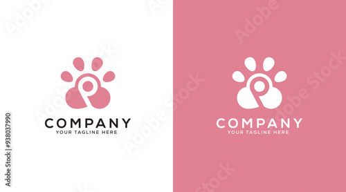 Paw logo design template. Letter P paw logo vector