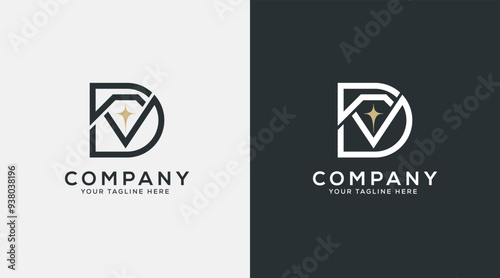 luxury and elegant letter D with diamond icon logo