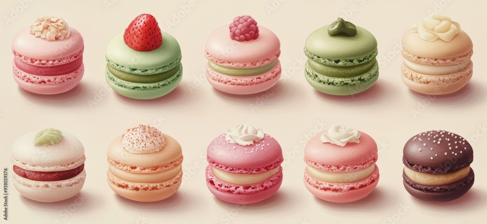 Obraz premium italian macarons and different toppings
