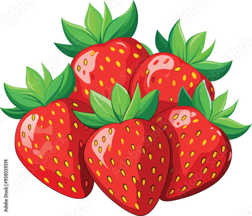 Colorful Vector illustration of a wild strawberry bush in engraving style.