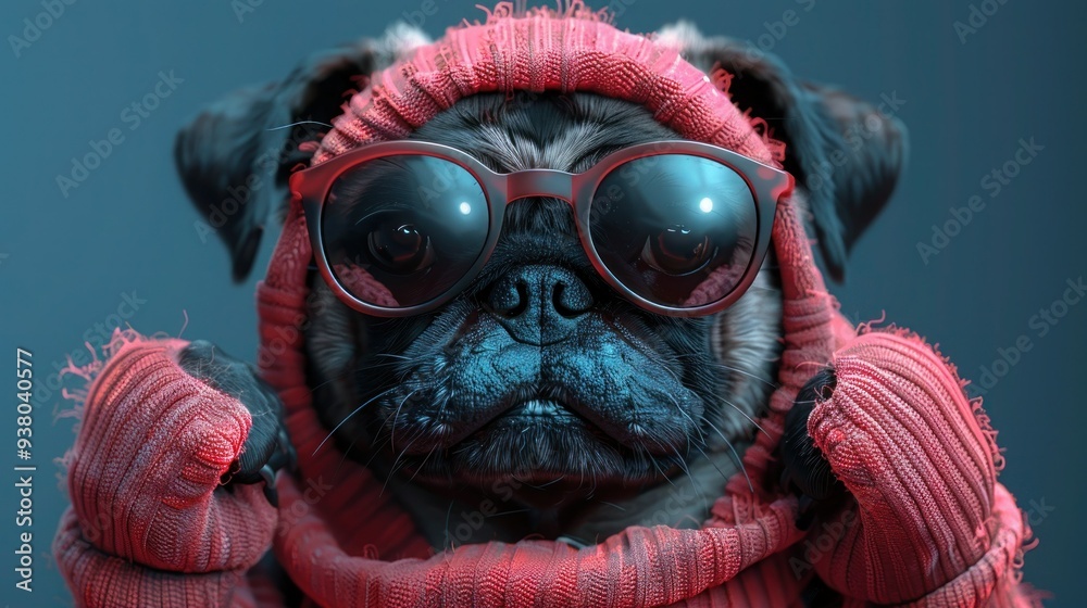 Fototapeta premium Pug Mascot Thumbs Up: Vector Icon Logo Illustration