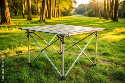 Versatile portable folding table features adjustable height settings, compact design, and durable construction, perfect for outdoor adventures, backyard gatherings, or indoor spaces. photo