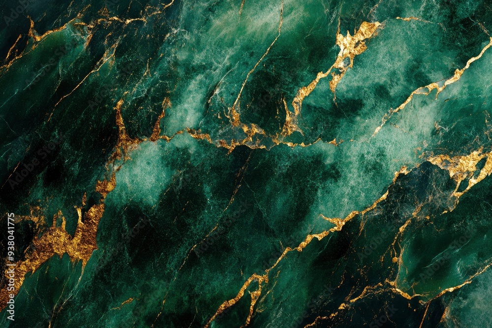 Processed collage of emerald green and gold marble texture. Background for banner, backdrop or texture for 3D mapping , ai Processed collage of emerald green and gold marble texture. Background for banner, backdrop or texture for 3D mapping , ai
