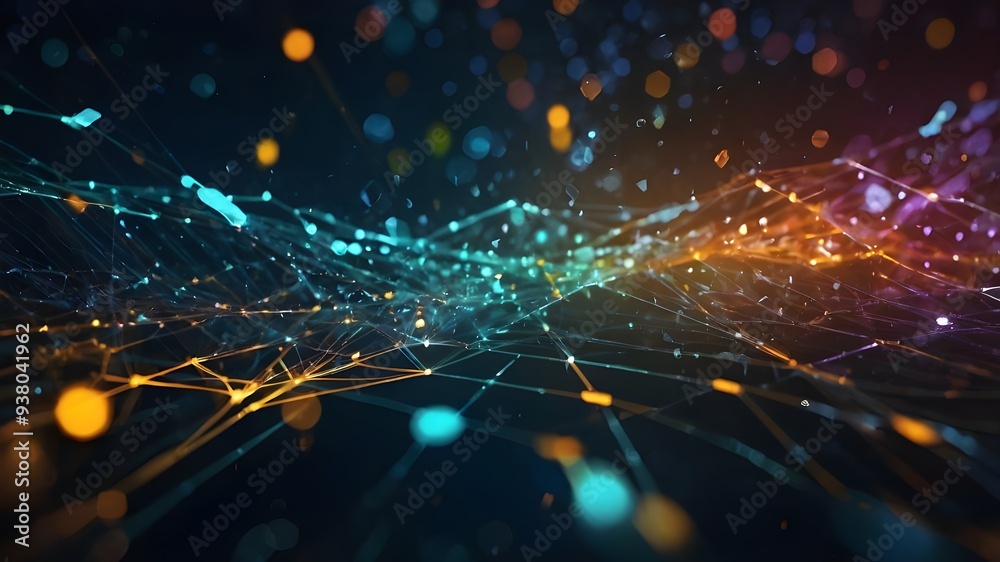 Obraz premium High-Tech Digital Data, Geometric Connection System, Abstract Technology Background