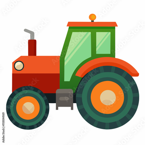 red tractor isolated on white