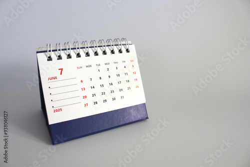 Monthly calendar template for the new year 2025 desk calendar,isolated on white background.