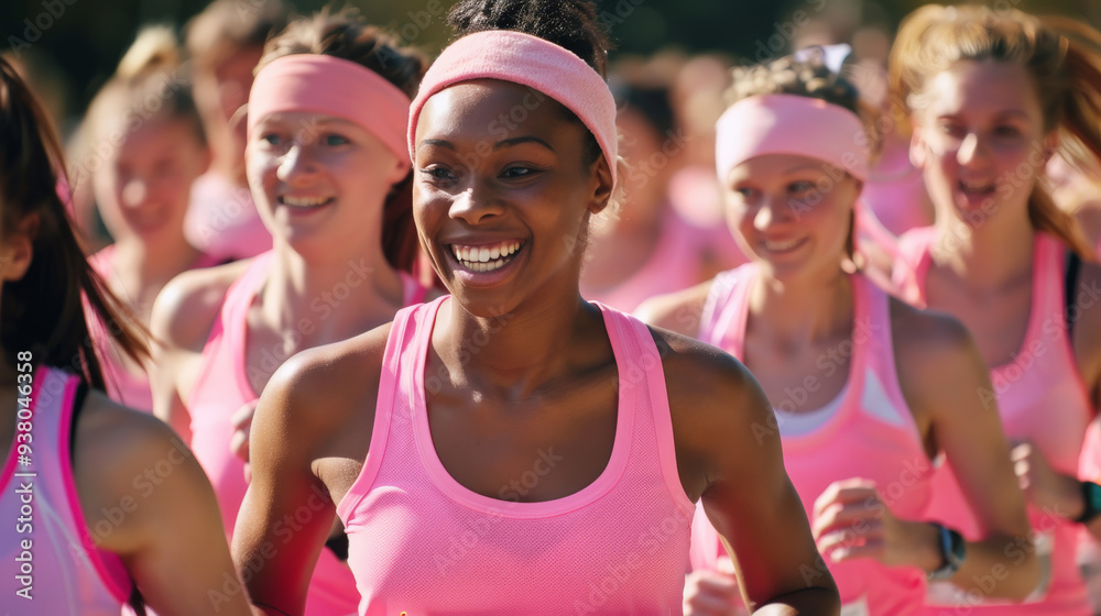 Women wearing pink, running for breast cancer awareness
Women wearing pink, running for breast cancer awareness