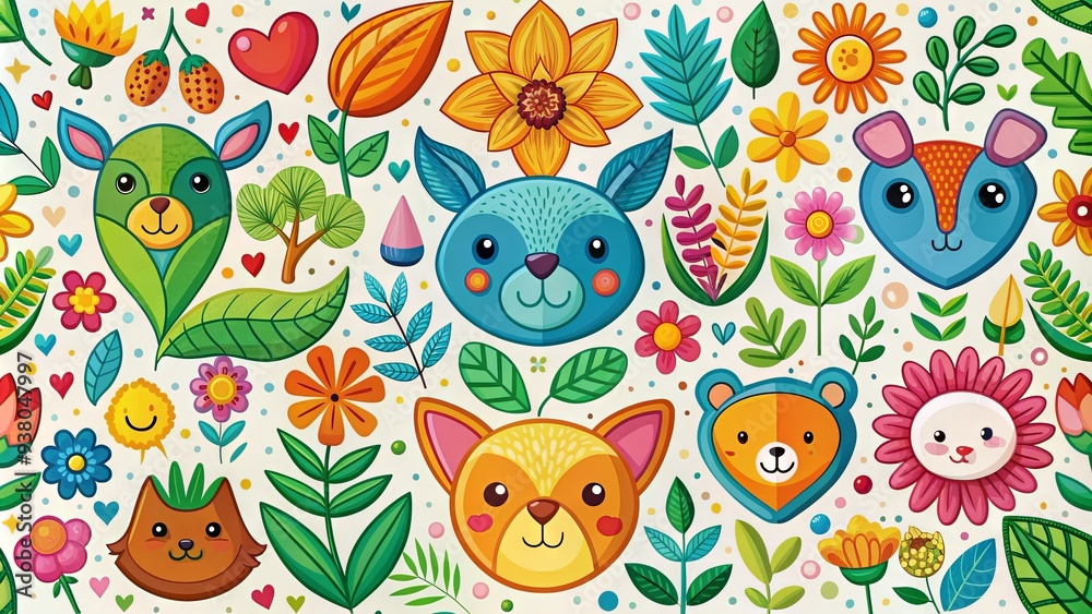 Vibrant colorful icons featuring happy animals, leaves, and flowers symbolize compassion, kindness, and a commitment to cruelty-free and vegan lifestyles in a playful design. Vibrant colorful icons featuring happy animals, leaves, and flowers symbolize compassion, kindness, and a commitment to cruelty-free and vegan lifestyles in a playful design.