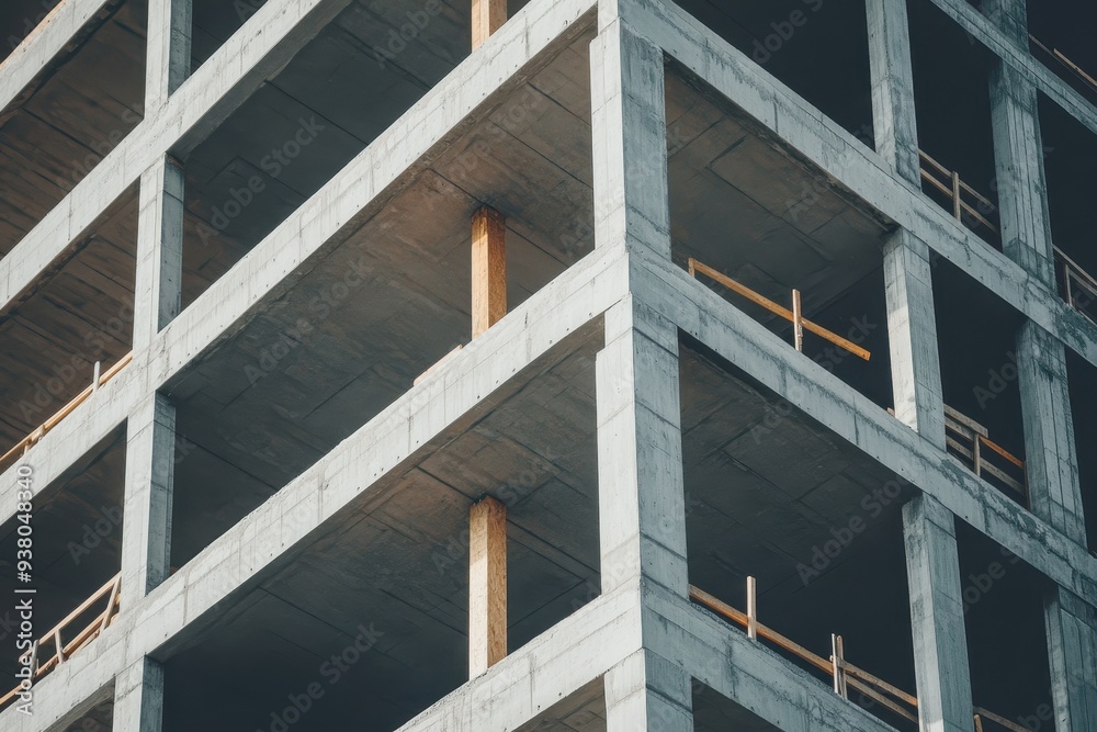 Fototapeta premium Concrete Structure of a Building Under Construction