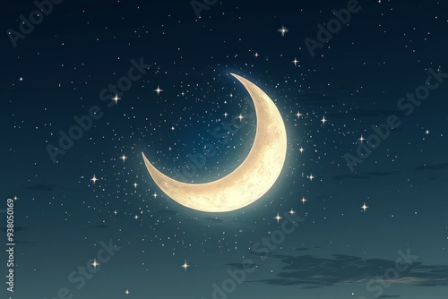 Crescent Moon Starry Night Islam Religion Spiritual Symbol