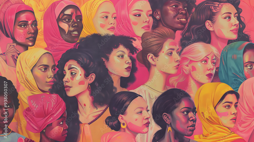 Diverse women illustrated in support of breast cancer awareness
Diverse women illustrated in support of breast cancer awareness