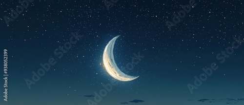 Crescent Moon Starry Night Islam Religion Spiritual Symbol