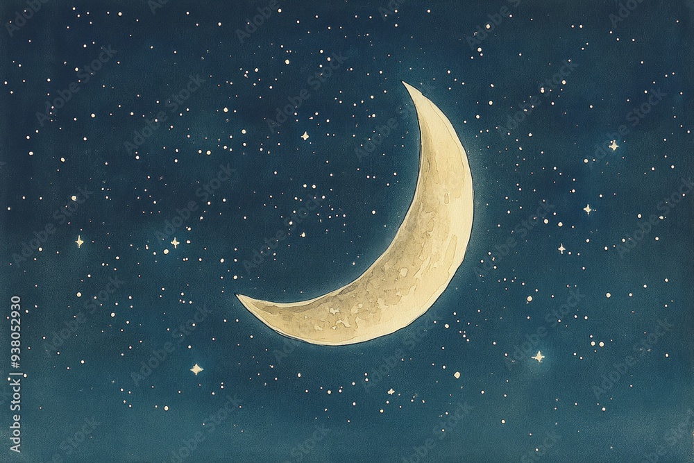 Crescent Moon Starry Night Islam Religion Spiritual Symbol Crescent Moon Starry Night Islam Religion Spiritual Symbol