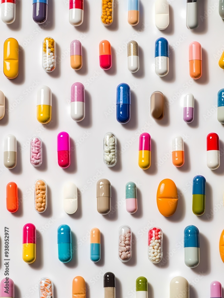 Colorful Capsules and Pills on White Background. Colorful Capsules and Pills on White Background.