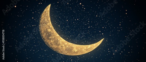 Crescent Moon Starry Night Islam Religion Spiritual Symbol photo