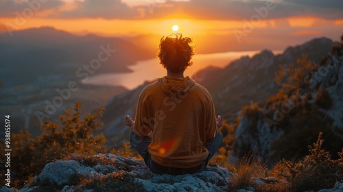 Sunset Meditation: Finding Harmony with Nature in the Mountains - A Perfect Travel and Lifestyle Adventure for Emotional Relaxation during Summer Vacations