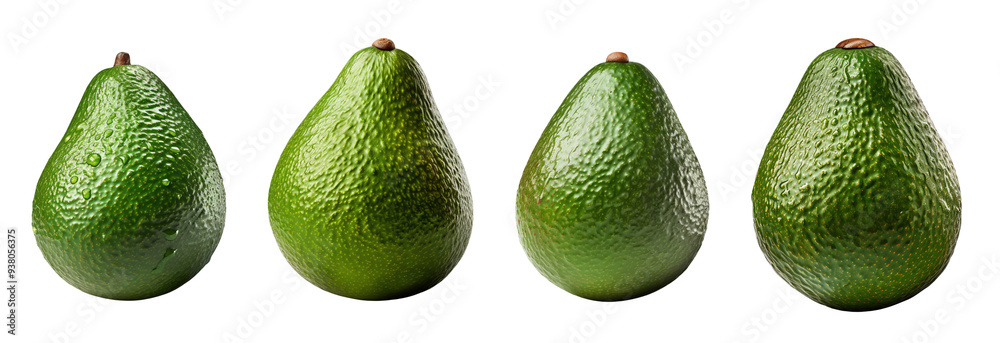 High-quality image of four fresh, ripe avocados lined up in a row ,PNG High-quality image of four fresh, ripe avocados lined up in a row ,PNG