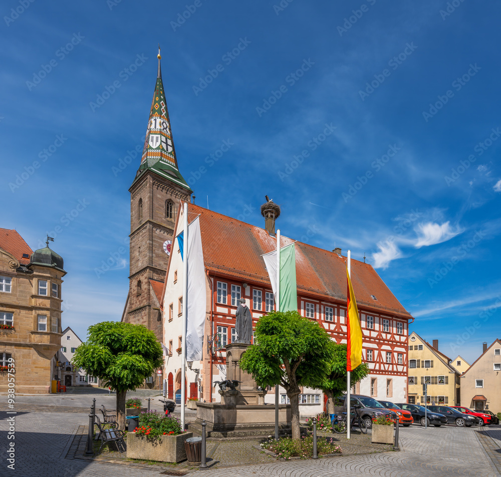 Obraz premium Church in the historic old town of Wolframs-Eschenbach
