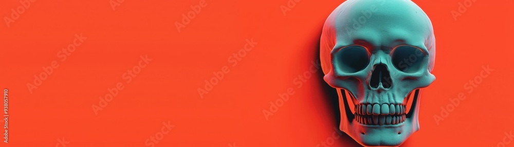 A vibrant 3D skull design against a striking red background, perfect for Halloween themes or artistic projects. A vibrant 3D skull design against a striking red background, perfect for Halloween themes or artistic projects.