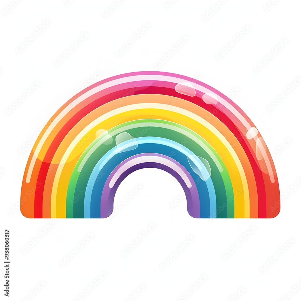 Playful Colorful Rainbow Icon Representing Positivity and LGBT Pride on White Background