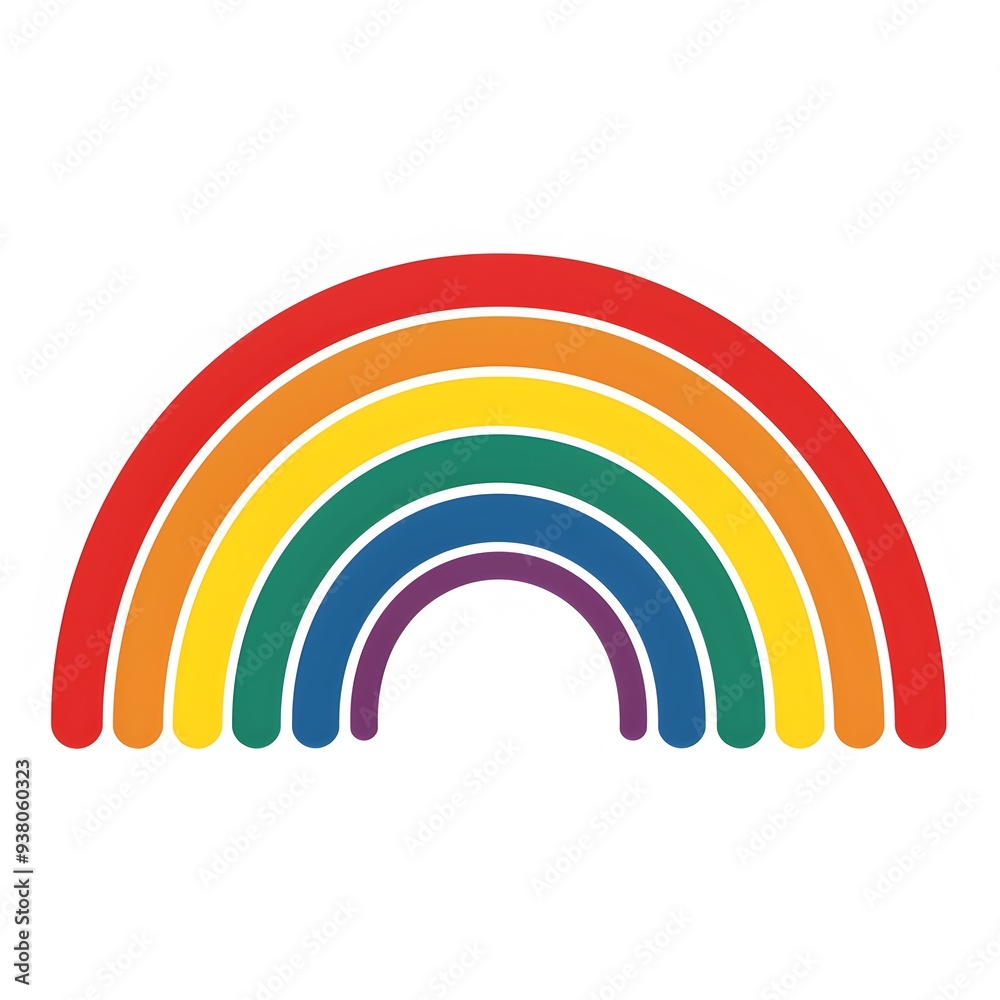Fototapeta premium Vibrant Multicolored Rainbow Icon on Clean White Background Representing Positivity and Inclusivity
