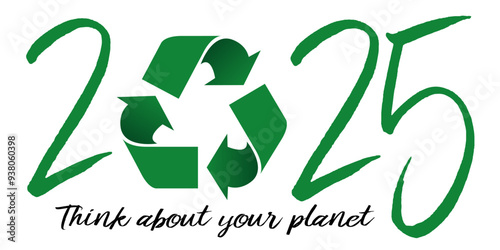 2025 greetings card for the protection of the planet and the environment, recalling the importance of sorting waste for recycling.