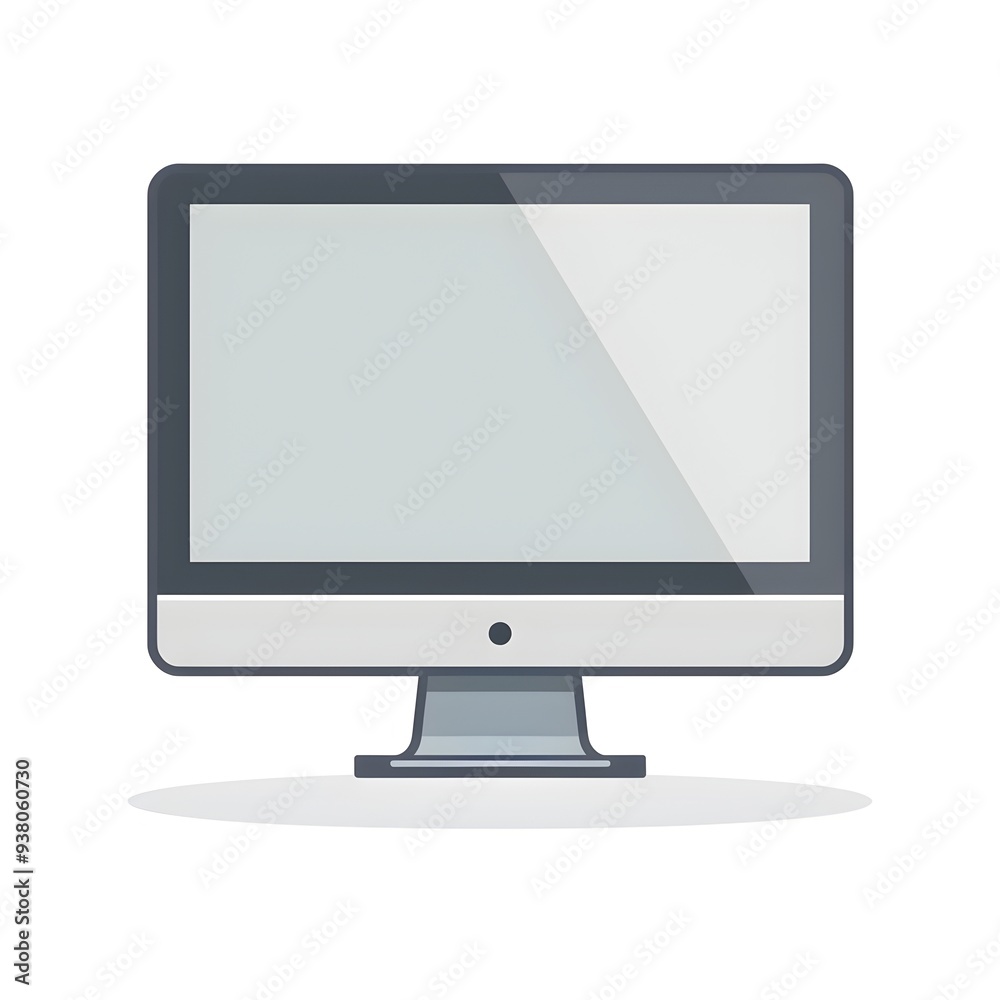 Sleek Computer Monitor Icon Symbolizing Technology or IT on White Background Sleek Computer Monitor Icon Symbolizing Technology or IT on White Background