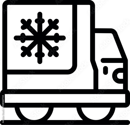 Simple icon of a delivery truck transporting frozen products, essential for the cold chain