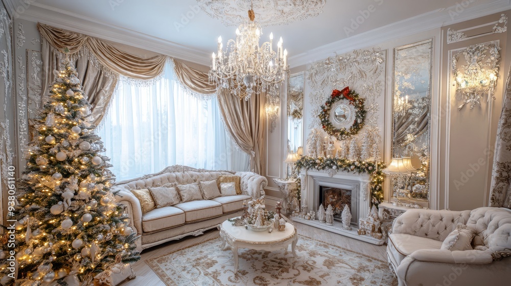 Fototapeta premium Christmas cozy home interior