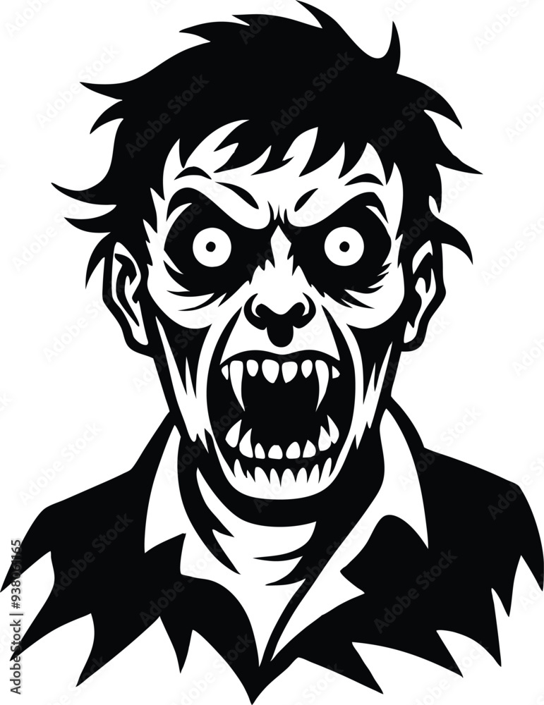 zombie silhouette illustration black and white