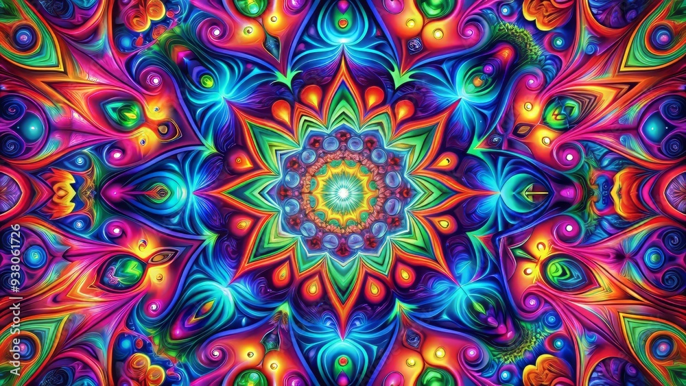 Vibrant, swirling patterns of neon-colored shapes and abstract forms blend seamlessly together in a mesmerizing, kaleidoscopic design that evokes a sense of psychedelic wonder. Vibrant, swirling patterns of neon-colored shapes and abstract forms blend seamlessly together in a mesmerizing, kaleidoscopic design that evokes a sense of psychedelic wonder.