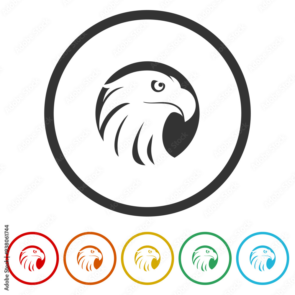 Eagle head icon. Set icons in color circle buttons Eagle head icon. Set icons in color circle buttons