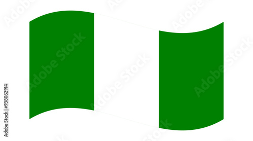 Quadro su tela Wavy flag of Nigeria, isolated on transparent background