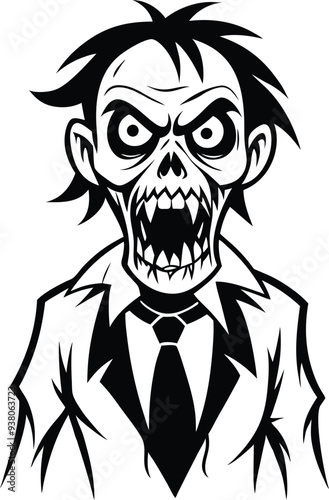 zombie silhouette illustration black and white